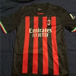 AC Milan Black and Red Striped Jersey
